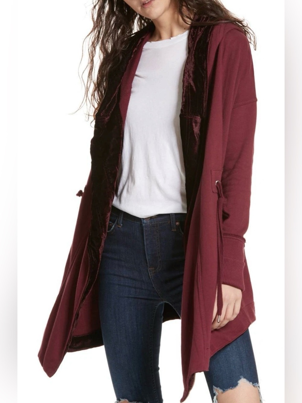 Free People Westwood Hooded Oversized Cardigan/Jacket NWT Dark Berry Size Small